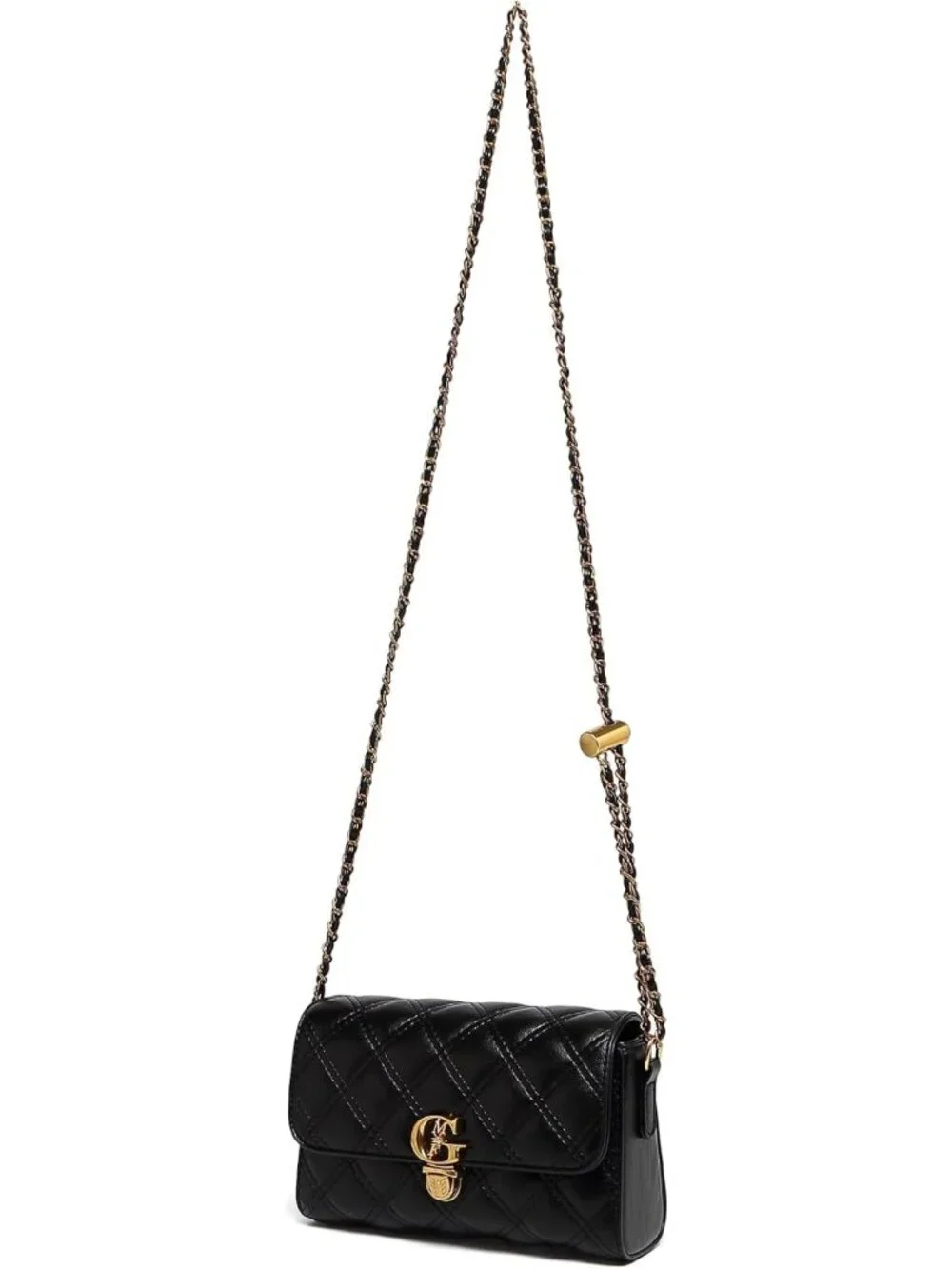 Quilted Mini Crossbody Bag with Gold Chain Strap & Top Handle Wallet - Small